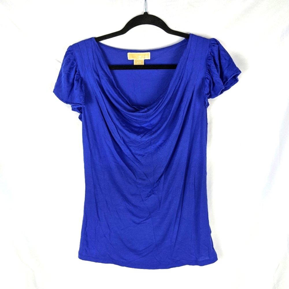 Michael Michael Kors Blue Cowl Neck Top sz M